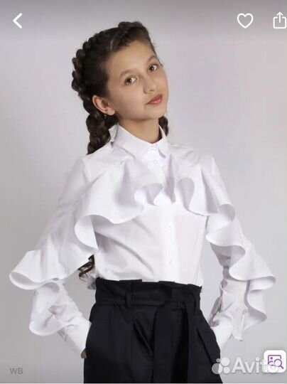 Блузка белая школьная для девочки 140-146