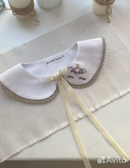 Воротничок льняной с вышивкой детский новый