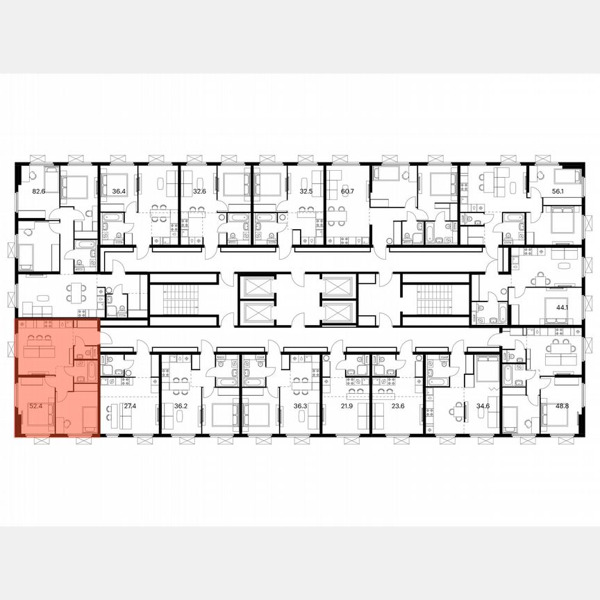 2-к. квартира, 52,2 м², 20/25 эт.