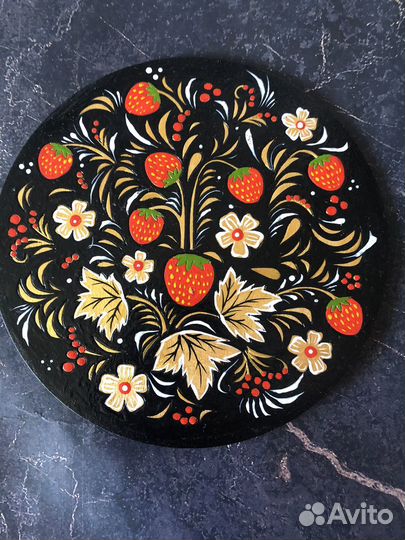 Тарелка декоративная ручная роспись по дереву