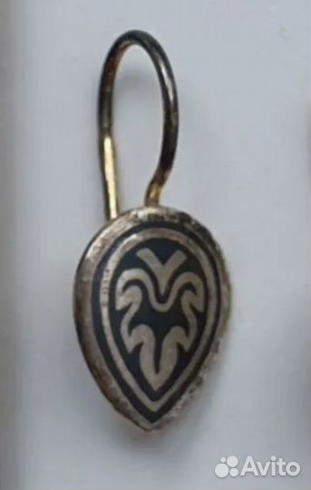 Серебряная серьга 1шт Кубачи