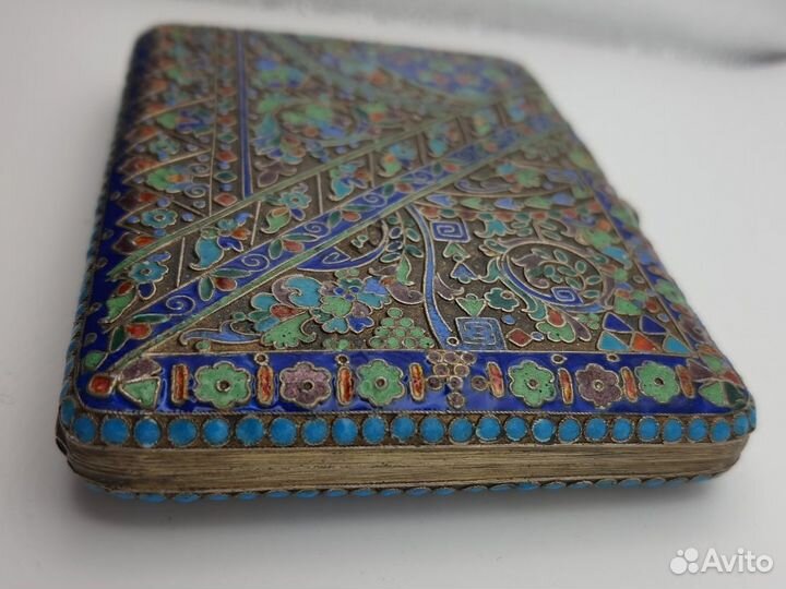 Портсигар эмаль серебро 84 проба 301 грамм