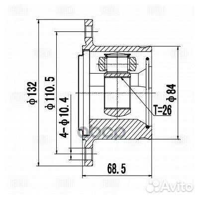 Шрус mitsubishi pajero sport 98- внутр.прав. GO