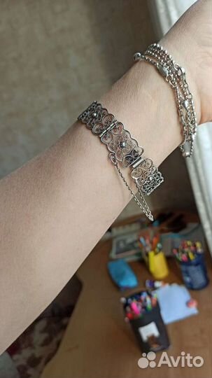 Серебряный браслет винтажный