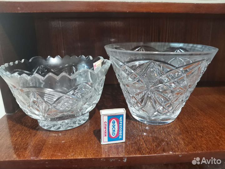 Хрустальные вазы и графин СССР
