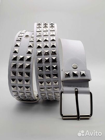 Ремень с заклепками белый Y2k