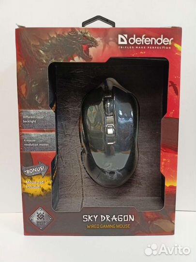 Мышь Defender Sky Dragon+коврик+наушники новые