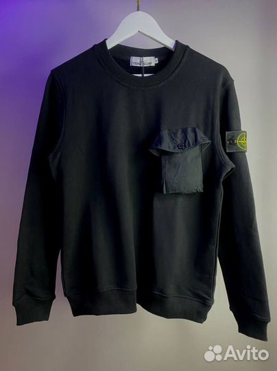 Свитшот Stone Island с карманом черный