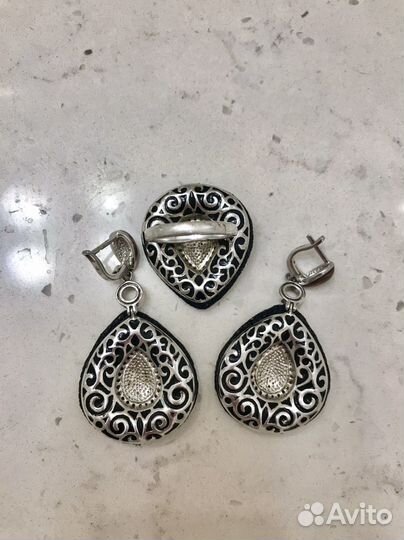 Комплект серебро кожа ската