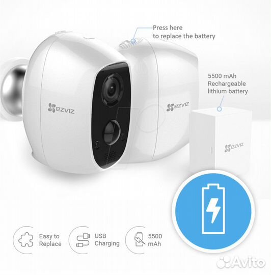 Полностью беспроводная Wi-Fi камера Ezviz C3A