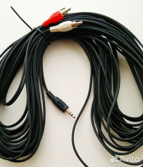 Кабель 3.5 mm jack - RCA х2 черный. 10 метров