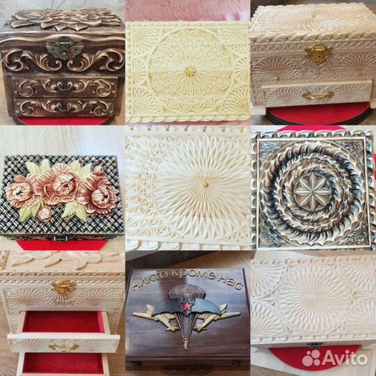 Шкатулки из дерева резные