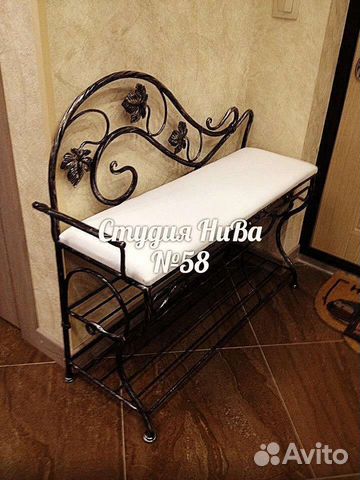 58 Кованая банкетка из лозы