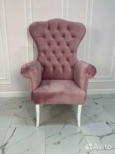 Кресло-трон Компакт, бархат пыльная роза