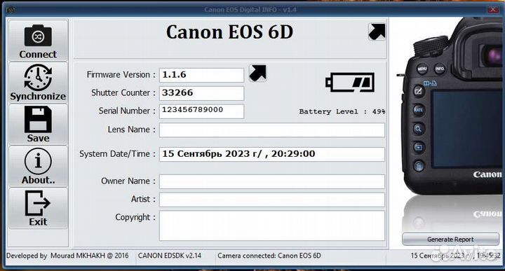 Canon EOS 6D WiFi GPS Пробег 34к
