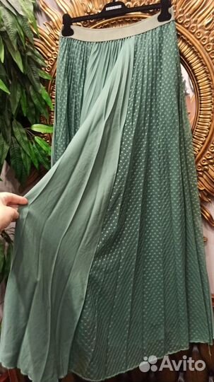 Юбка valentino 54-58р мята длинная плиссе италия