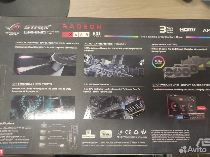 Видеокарта Asus RX480 8Gb