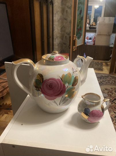 Чайник трактирный доливной и молочник СССР Дулево