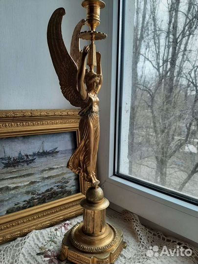 Подсвечник бронза, золочение 19век