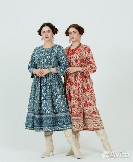 Платье русский стиль хлопок