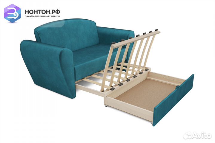 Диван выкатной Квартет сине-зеленый