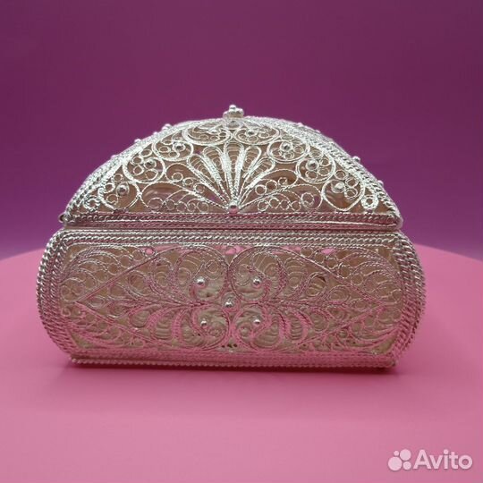 Шкатулка серебро казаковская филигрань