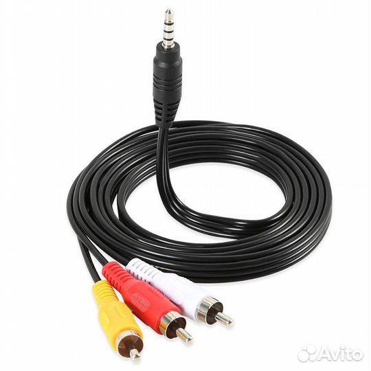 Кабель 3 RCA тюльпан - jack 3,5 (150 см)
