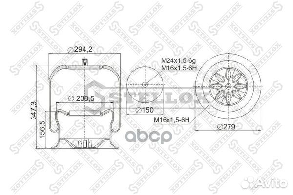 Пневмопод. со стак.Voss 232 1шп-шт.M24 Поршень