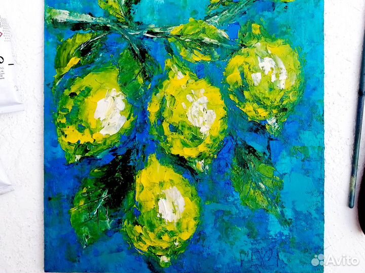 Картина маслом Лимоны в саду
