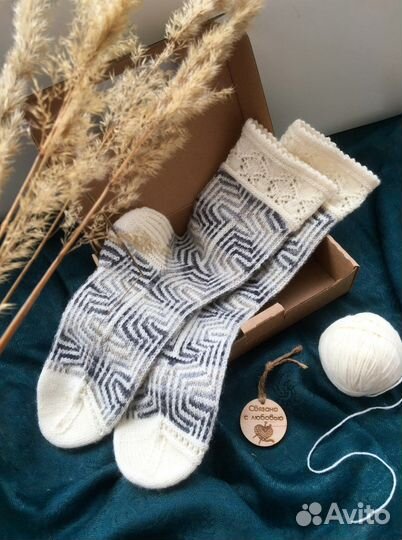 Носки шерстяные вязаные ручная работа