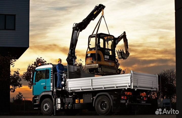 Аренда и услуги манипулятора, стрела 3 т, борт 10 т, 6.2 м