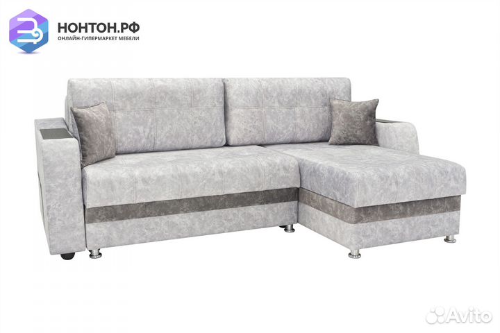 Диван угловой тик-так Бостон серый