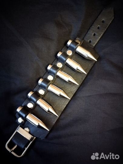 Новый кожаный браслет - патронташ из чепрака