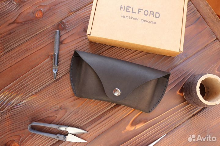 Футляр для очков из кожи черный (мягкий)