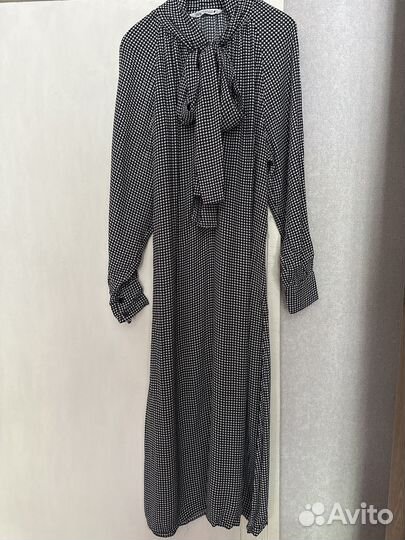 Платье в гусиную лапку с бантом Zara