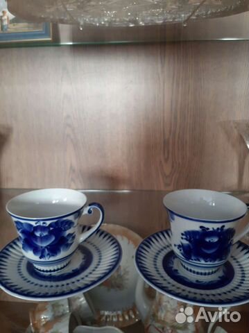 Чашка с блюдцем Гжель, 2шт