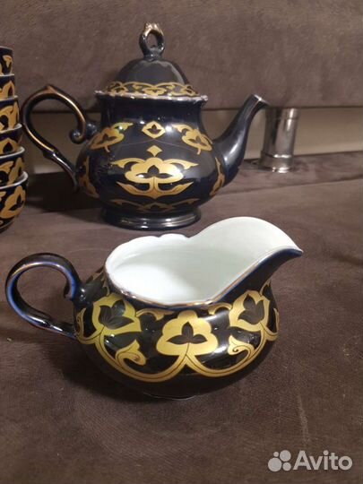 Сервиз чайный в восточном стиле кобальт с позолото
