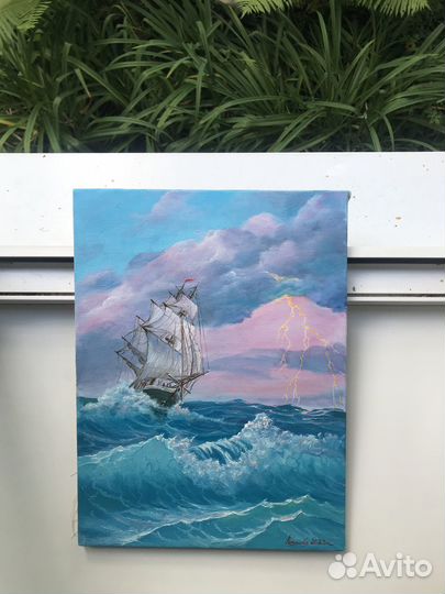 Картина маслом море