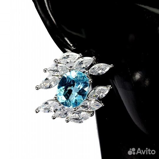 Серьги серебро гол.топаз С130