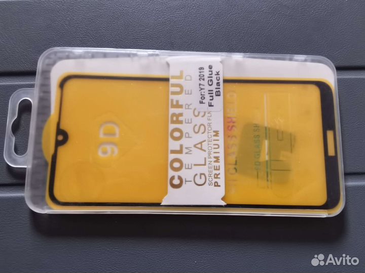 Защитное стекло на дисплей Huawei Y7 2019 черное
