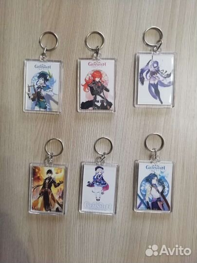 Брелок аниме геншин импакт двусторонний