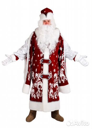 Костюм деда мороза, Санта Клаус, борода, посох