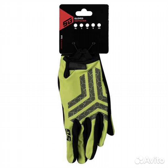 Велоперчатки полноразмерные STG Slim Skin, размер S, зеленый с черным