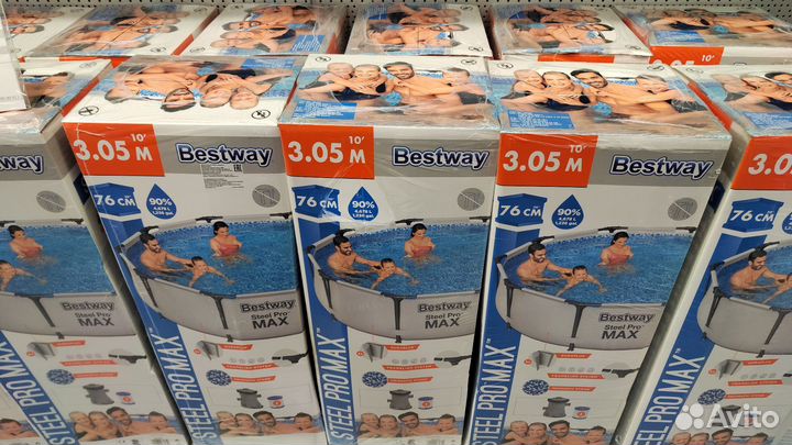 Бассейн Каркасный с Насосом Bestway 305x305x76 см