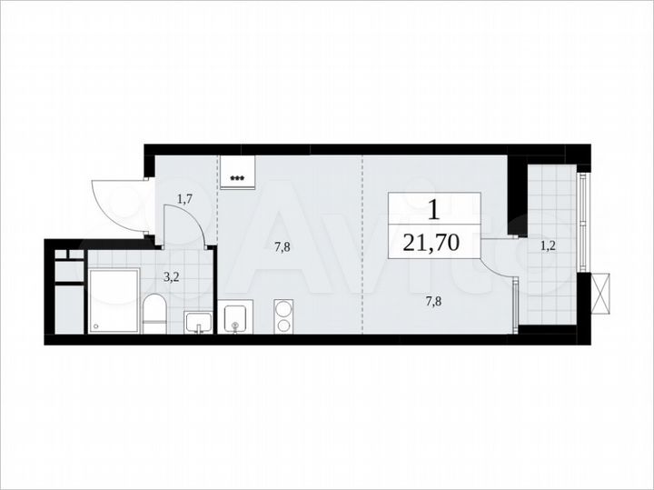 Квартира-студия, 21,7 м², 10/18 эт.