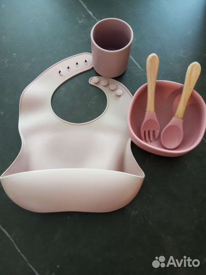 Непромокаемый силиконовый нагрудник, слюнявчик