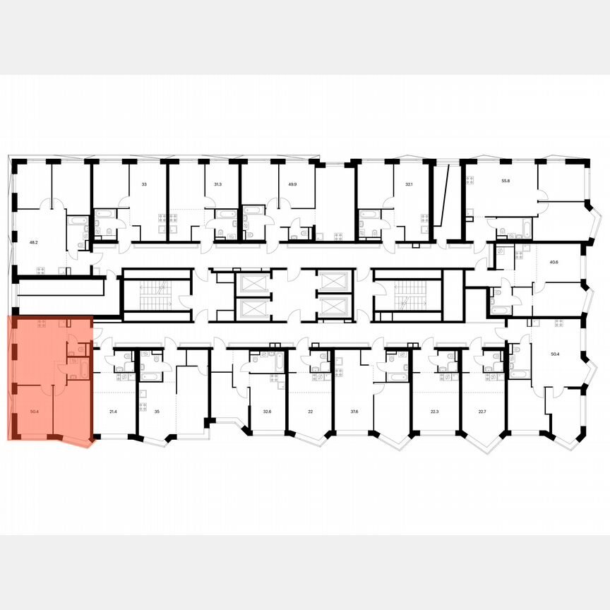 2-к. квартира, 50,4 м², 14/31 эт.