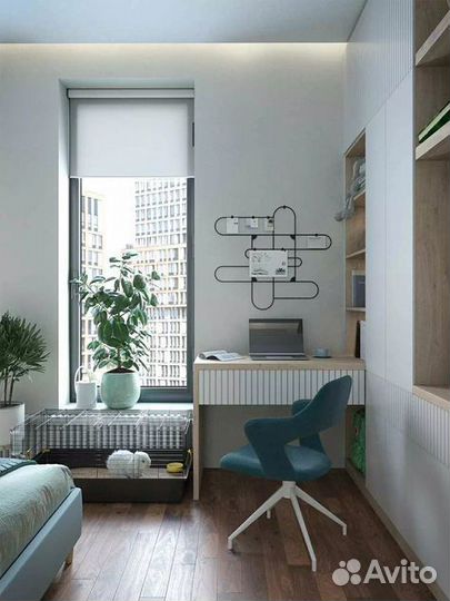 Рабочая зона со шкафом у окна