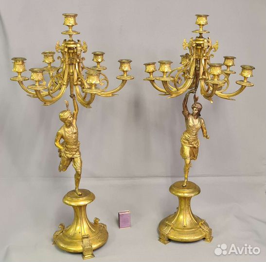 Старинные подсвечники 70 см Бронза 19 век