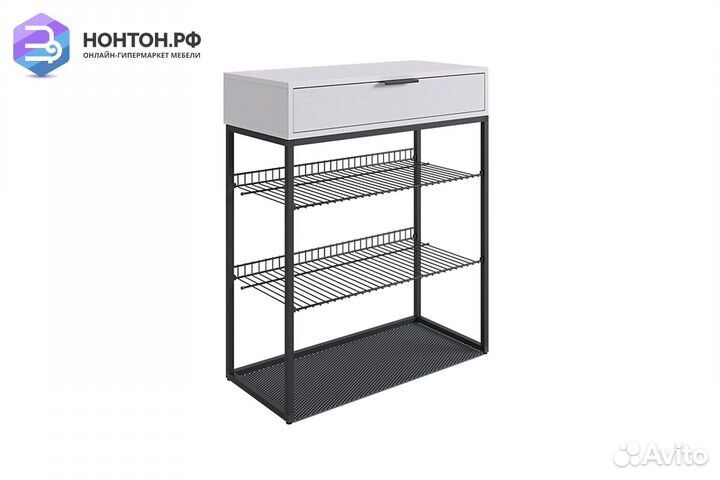 Обувница Краш черный муар / белое дерево